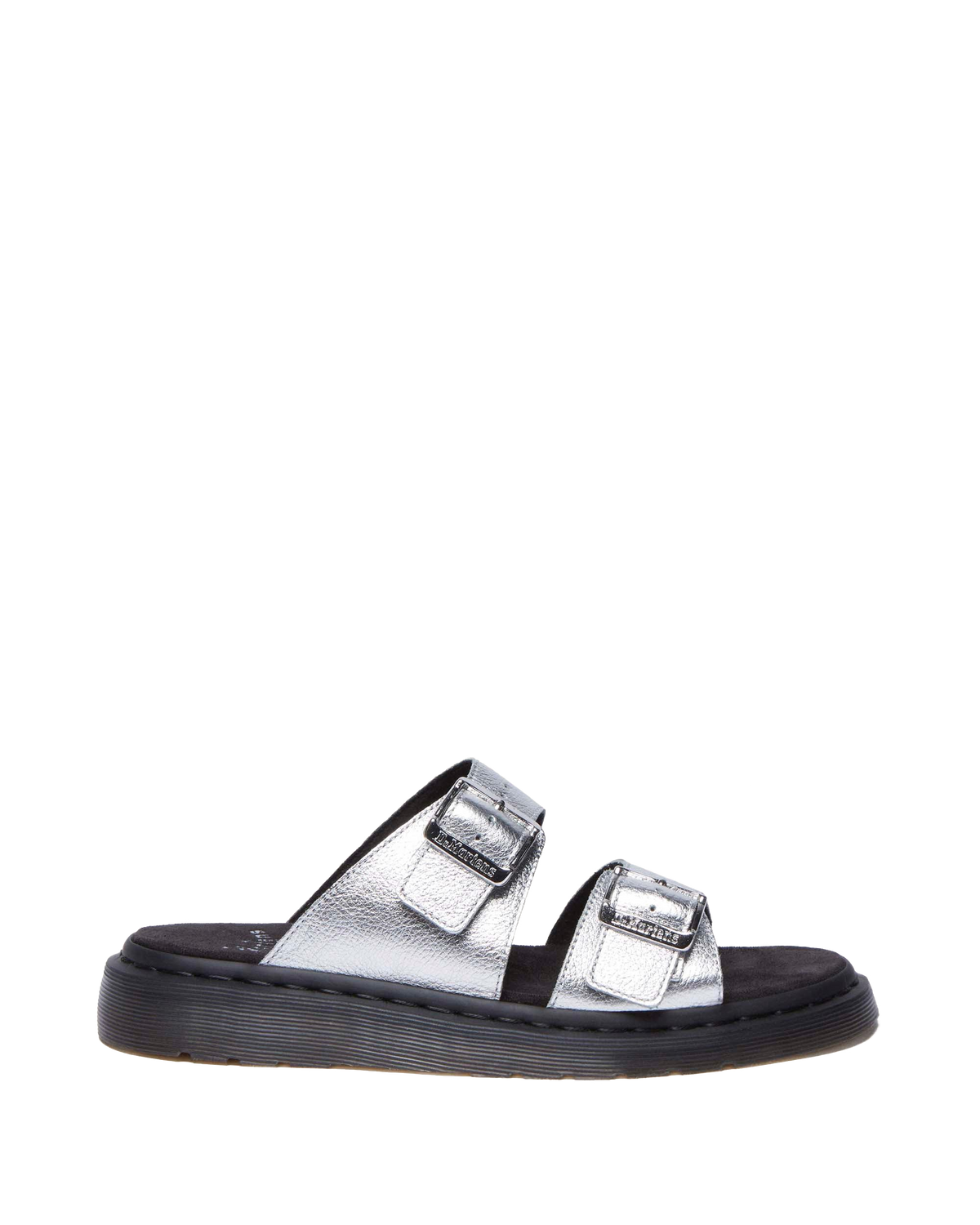 Josef metallic leather slide sandals in Metallic
