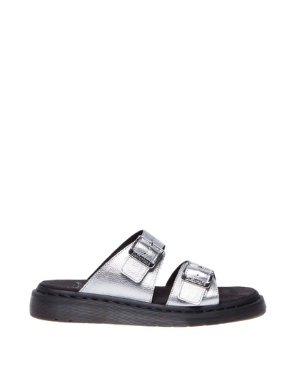 Josef metallic leather slide sandals in Metallic