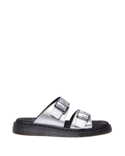 Josef metallic leather slide sandals in Metallic