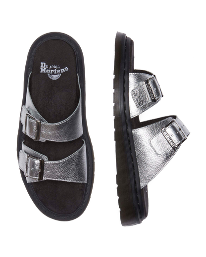 Josef metallic leather slide sandals in Metallic