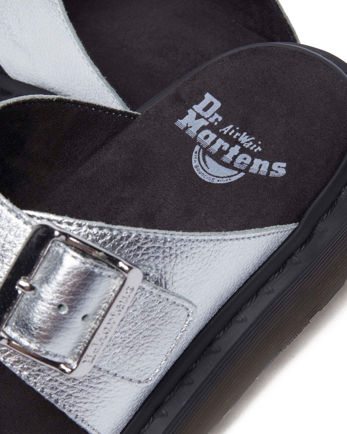 Josef metallic leather slide sandals in Metallic