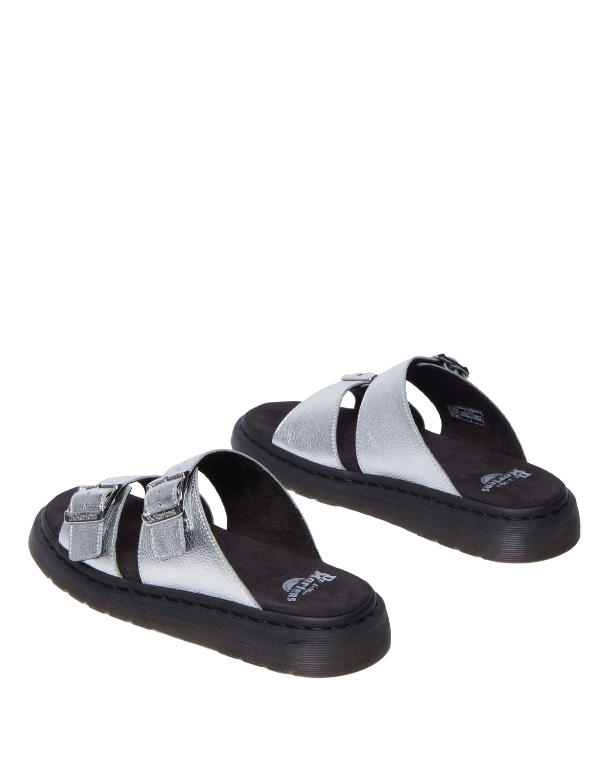Josef metallic leather slide sandals in Metallic