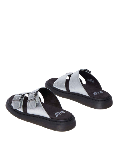 Josef metallic leather slide sandals in Metallic