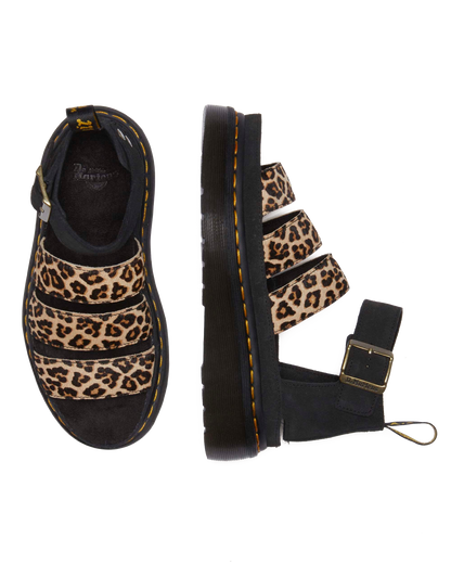 Clarissa II Quad Leopard leather platform sandals in Light Tan+Black