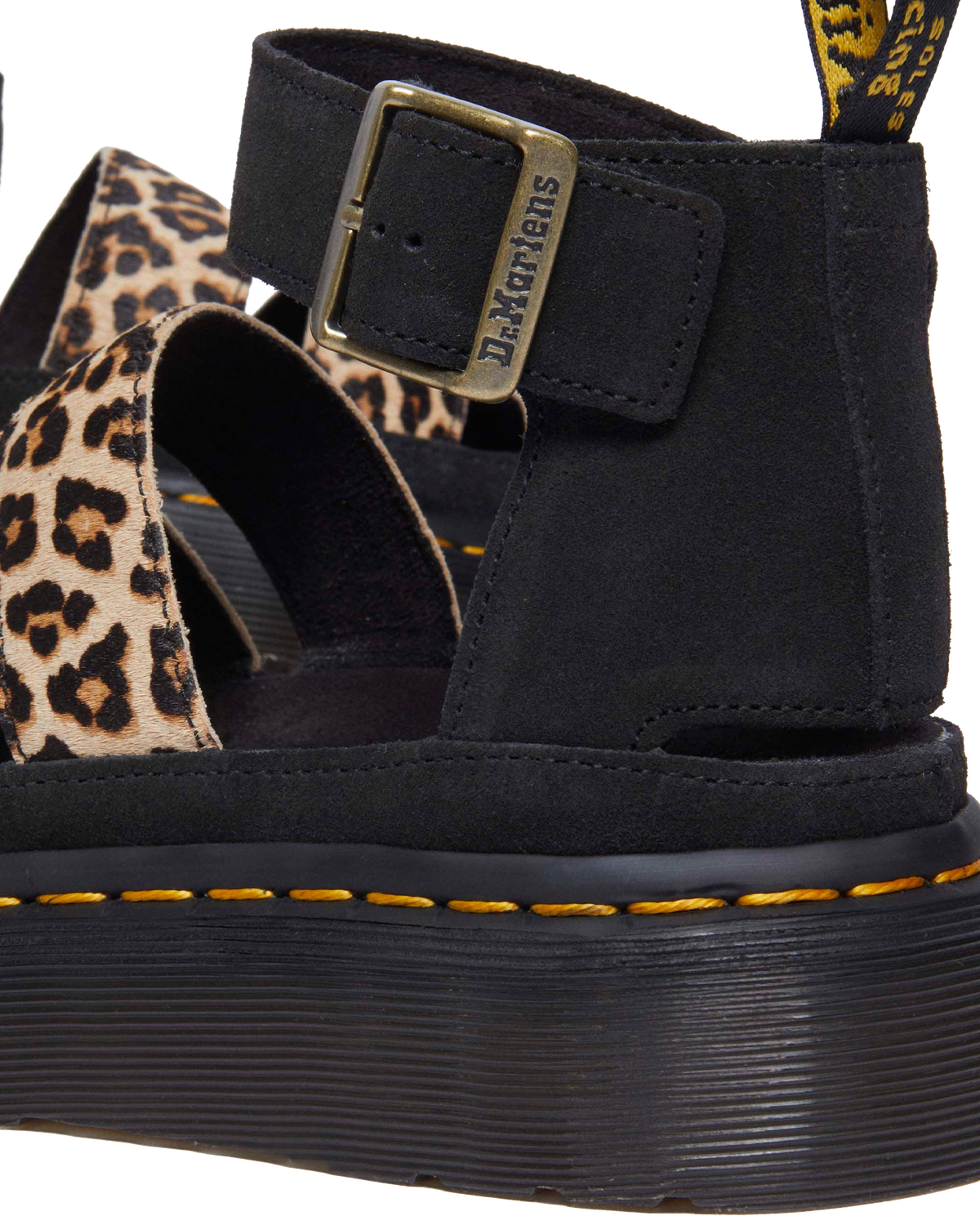 Clarissa II Quad Leopard leather platform sandals in Light Tan+Black