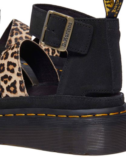 Clarissa II Quad Leopard leather platform sandals in Light Tan+Black