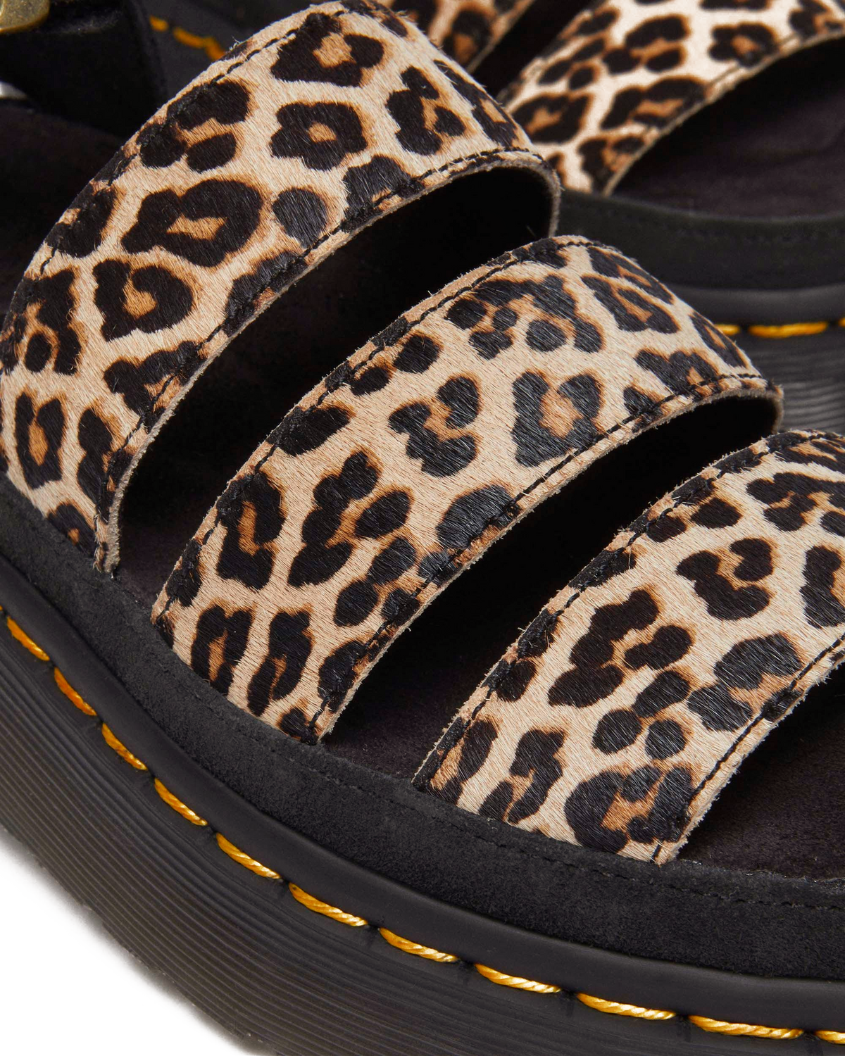 Clarissa II Quad Leopard leather platform sandals in Light Tan+Black
