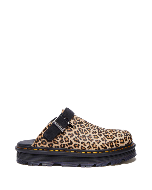 Zebzag Leopard Casual Slingback Platform Mules in Light Tan+Black