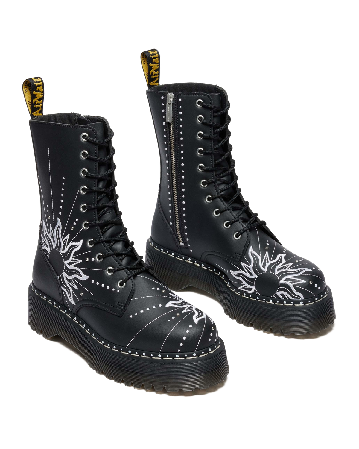 Jadon Hi Solar Flare Reclaimed Leather Platform Boots in Black