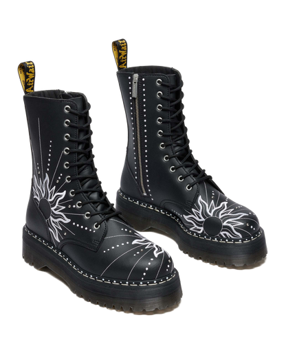 Jadon Hi Solar Flare Reclaimed Leather Platform Boots in Black