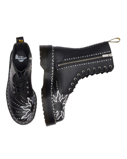 Jadon Hi Solar Flare Reclaimed Leather Platform Boots in Black