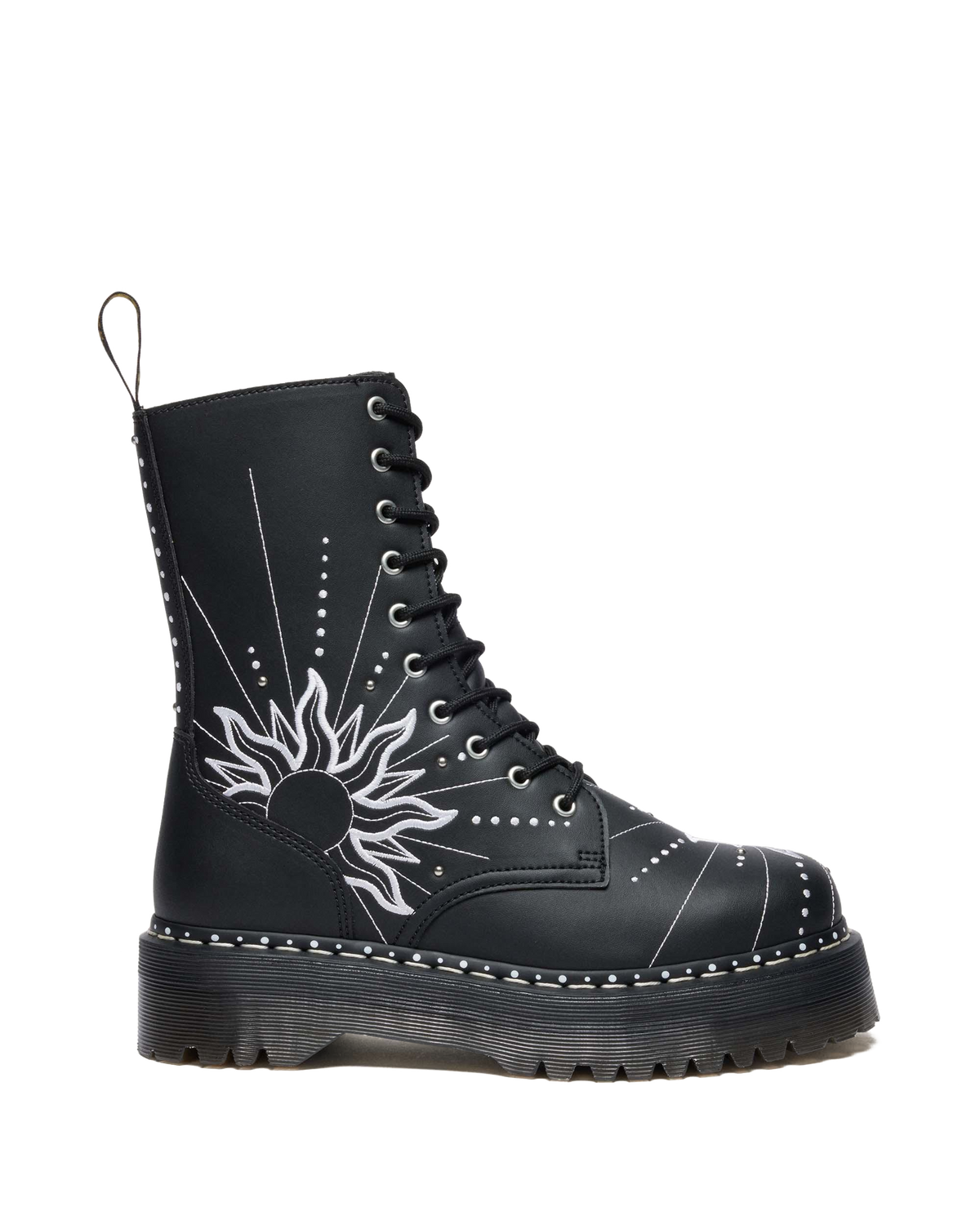 Jadon Hi Solar Flare Reclaimed Leather Platform Boots in Black