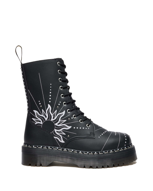 Jadon Hi Solar Flare Reclaimed Leather Platform Boots in Black