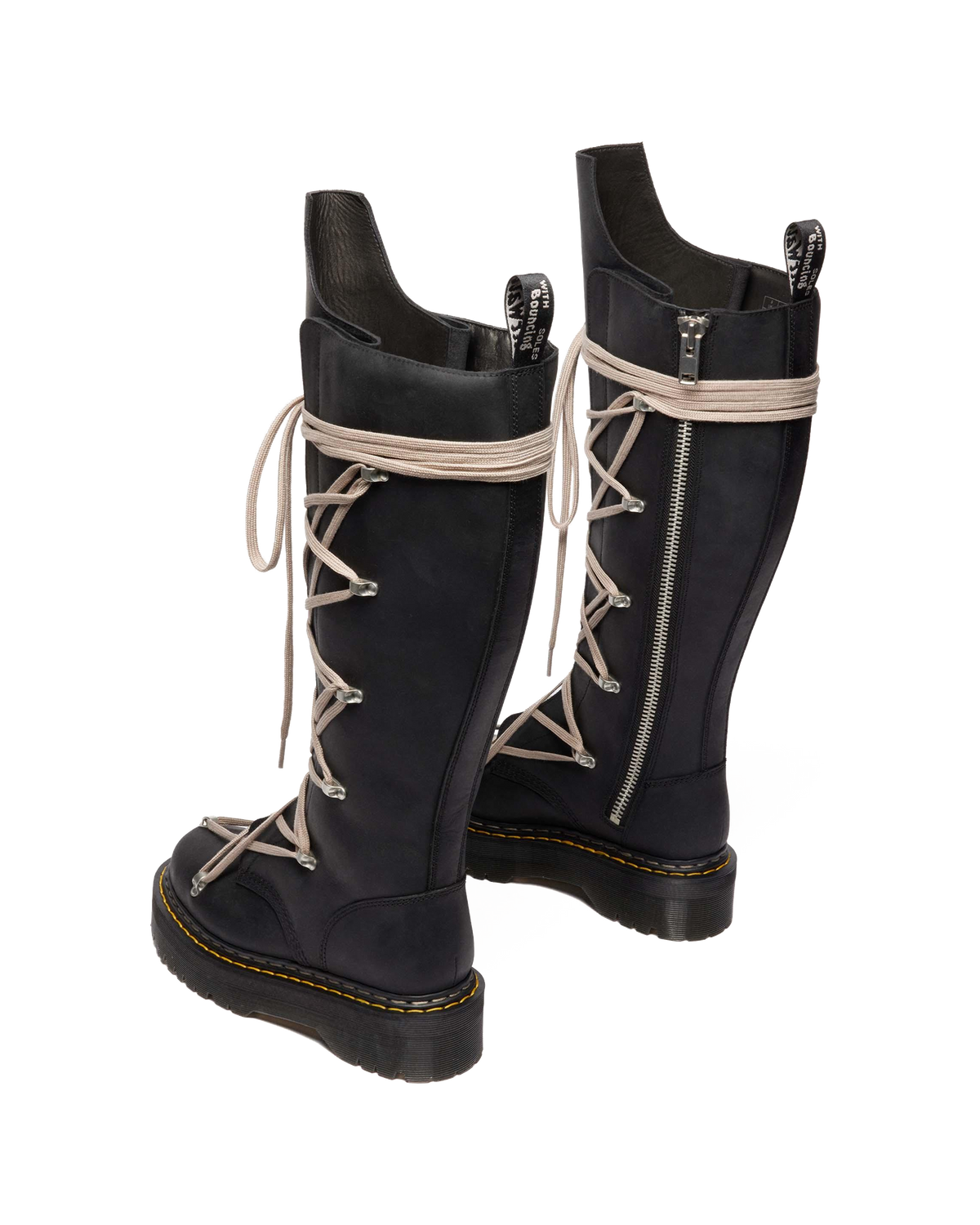 1B60 Rick Owens Pentalace Leather Platform Boots in Black