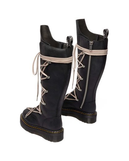 1B60 Rick Owens Pentalace Leather Platform Boots in Black