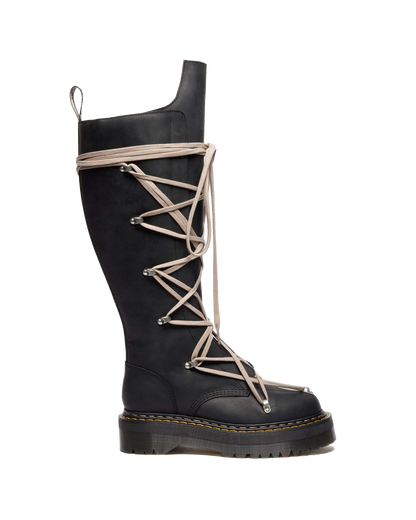 1B60 Rick Owens Pentalace Leather Platform Boots in Black