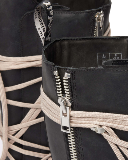 1B60 Rick Owens Pentalace Leather Platform Boots in Black