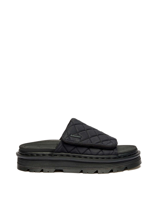 Zebzag Quilted Canvas Platform Slides in Black