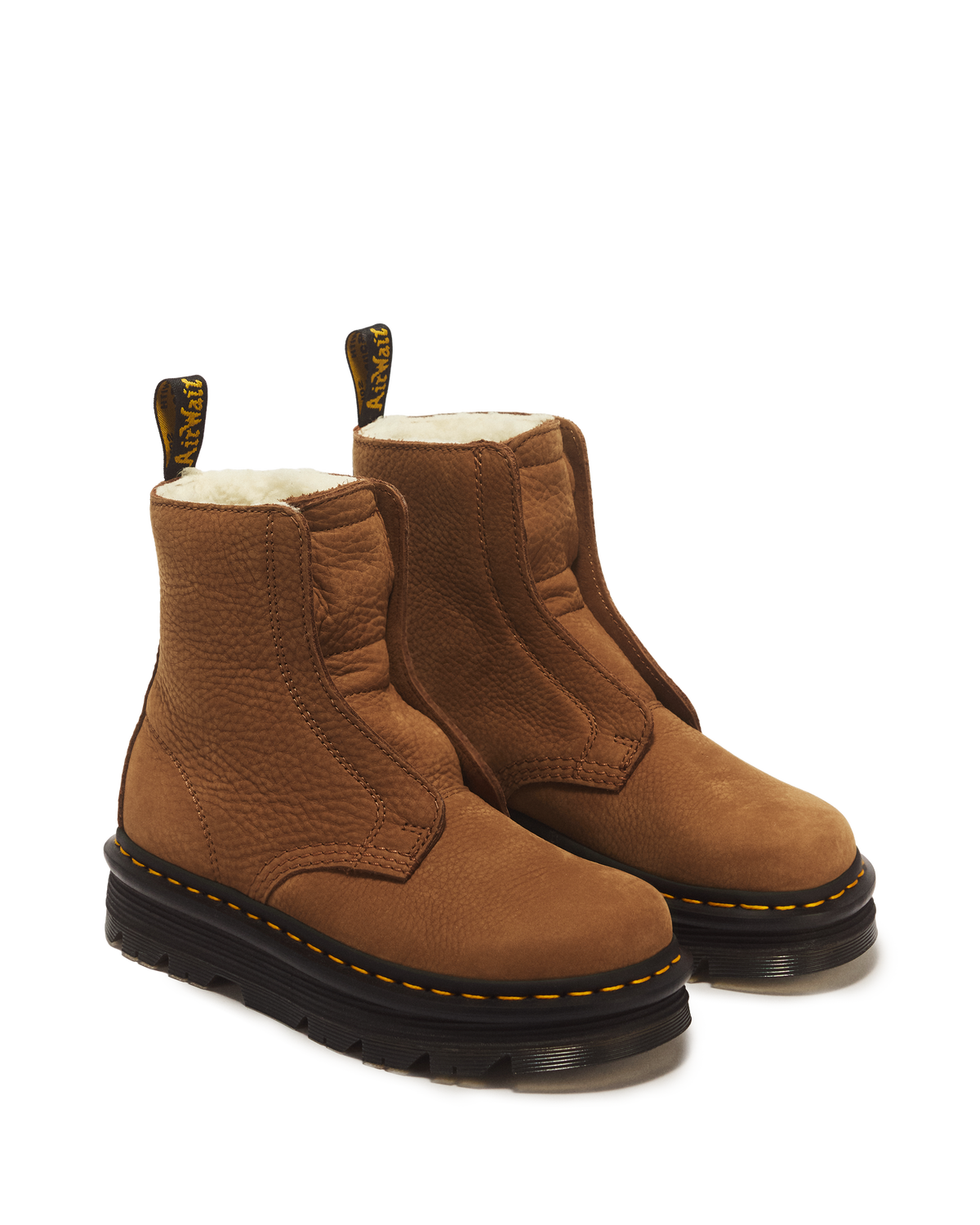 ZEBZAG LACELESS WARM LINED SLIP ON NUBUCK BOOTS in Desert Brown