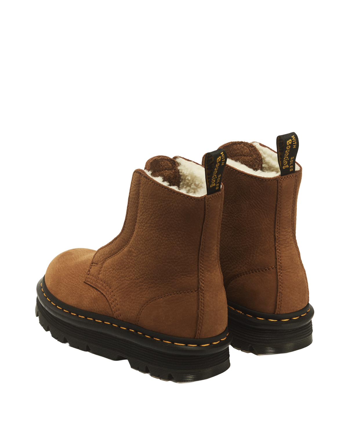 ZEBZAG LACELESS WARM LINED SLIP ON NUBUCK BOOTS in Desert Brown