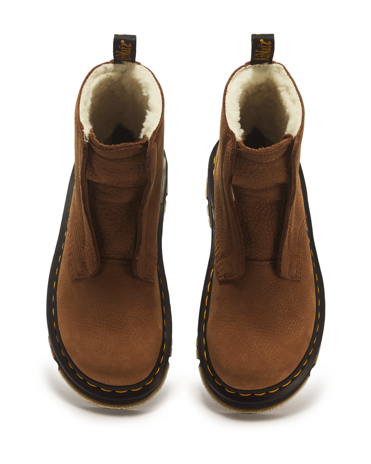 ZEBZAG LACELESS WARM LINED SLIP ON NUBUCK BOOTS in Desert Brown