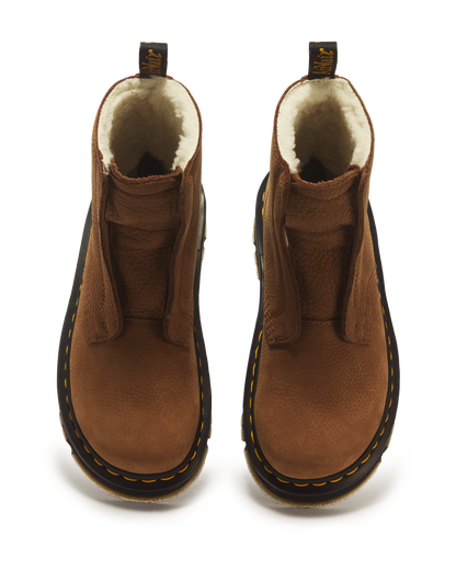 ZEBZAG LACELESS WARM LINED SLIP ON NUBUCK BOOTS in Desert Brown