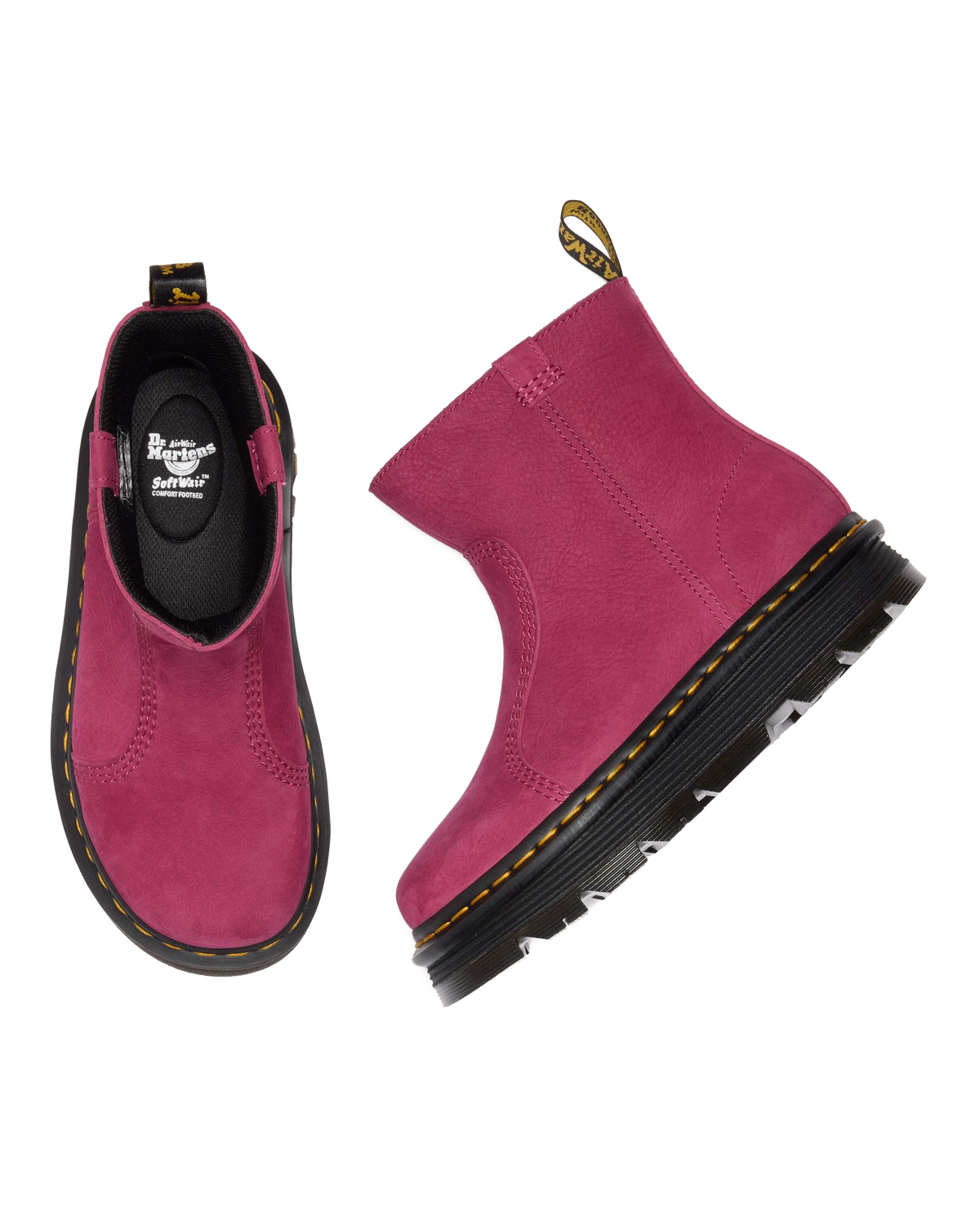 Zebzag Rigger Slip On Nubuck Boots in Fuchsia Pink