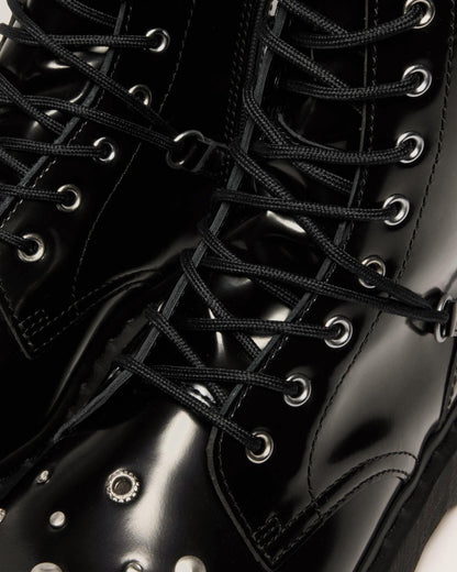 JADON HI STUDDED BUTTERO LEATHER PLATFORM BOOTS in Black Buttero