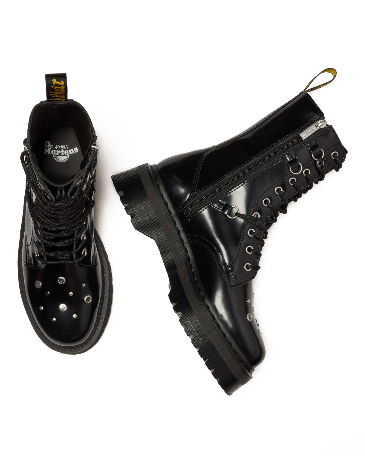 JADON HI STUDDED BUTTERO LEATHER PLATFORM BOOTS in Black Buttero