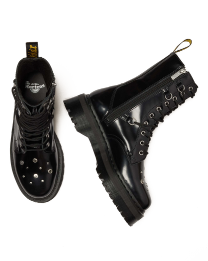 JADON HI STUDDED BUTTERO LEATHER PLATFORM BOOTS in Black Buttero