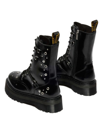 JADON HI STUDDED BUTTERO LEATHER PLATFORM BOOTS in Black Buttero