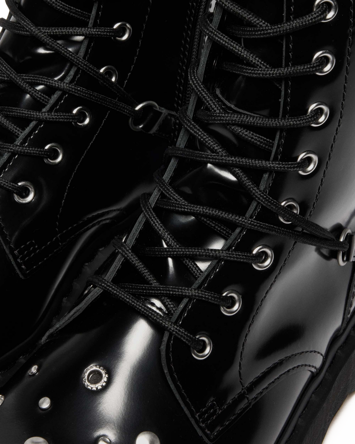 JADON HI STUDDED BUTTERO LEATHER PLATFORM BOOTS in Black Buttero