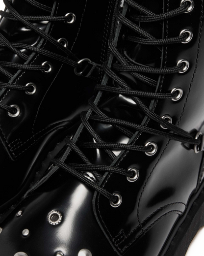 JADON HI STUDDED BUTTERO LEATHER PLATFORM BOOTS in Black Buttero