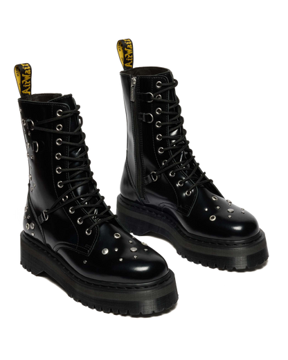JADON HI STUDDED BUTTERO LEATHER PLATFORM BOOTS in Black Buttero