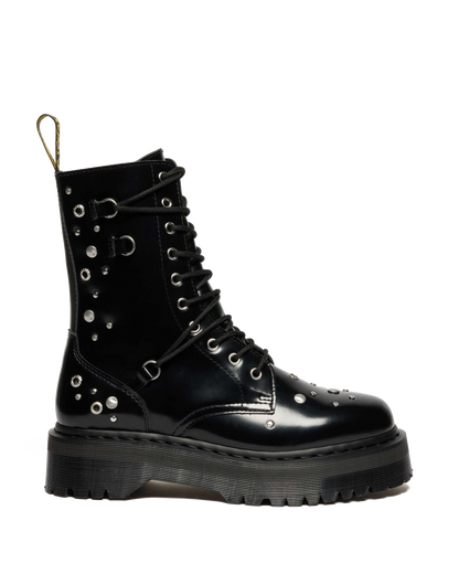 JADON HI STUDDED BUTTERO LEATHER PLATFORM BOOTS in Black Buttero