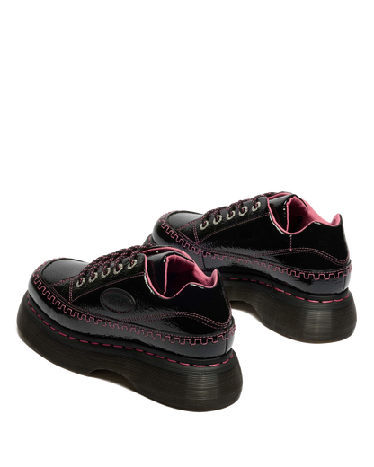 Buzz 5-Eye Distressed Patent Leather Shoes in Black