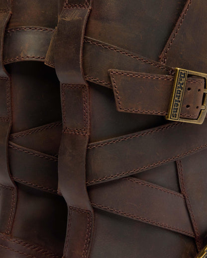 Anistone Two Strap Crazy Horse Leather Biker Boots in Dark Brown