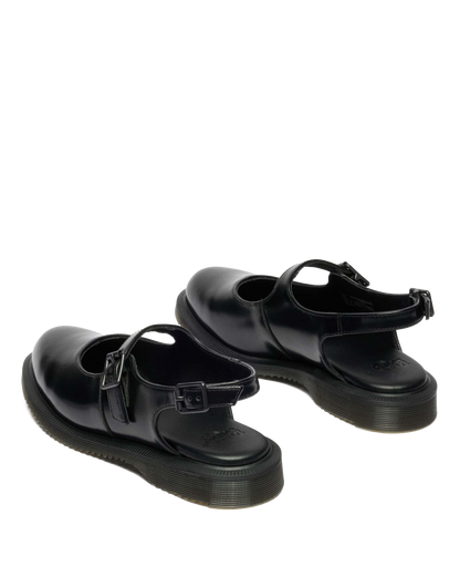 Madaline Mary Jane Smooth Leather Sling Back Shoes in Black
