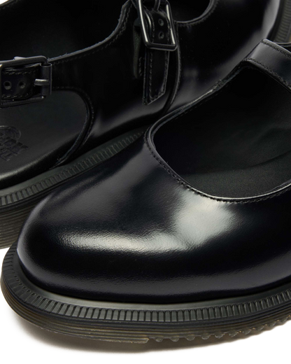 Madaline Mary Jane Smooth Leather Sling Back Shoes in Black