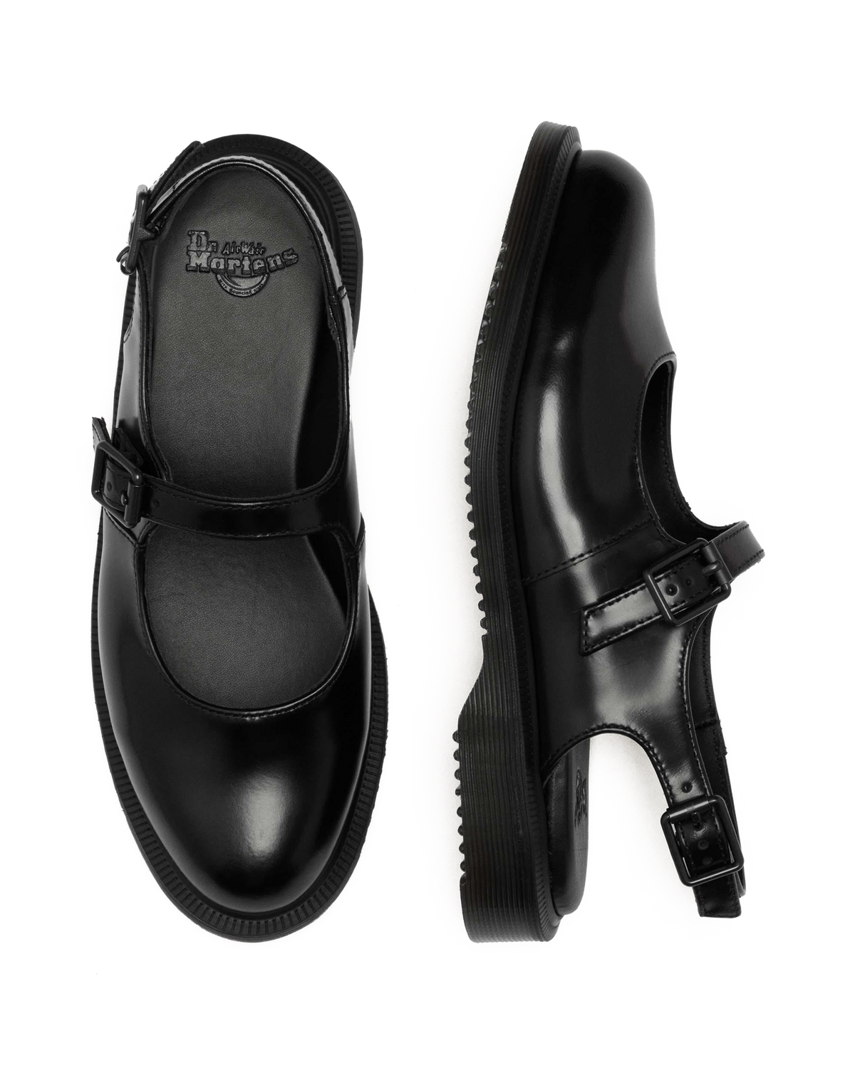 Madaline Mary Jane Smooth Leather Sling Back Shoes in Black