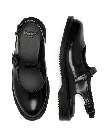 Madaline Mary Jane Smooth Leather Sling Back Shoes in Black