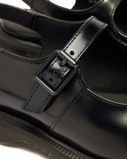 Madaline Mary Jane Smooth Leather Sling Back Shoes in Black