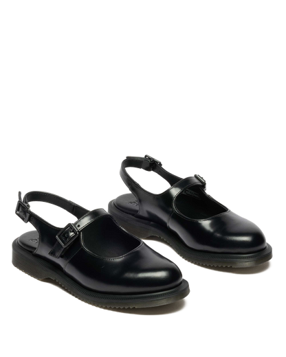 Madaline Mary Jane Smooth Leather Sling Back Shoes in Black