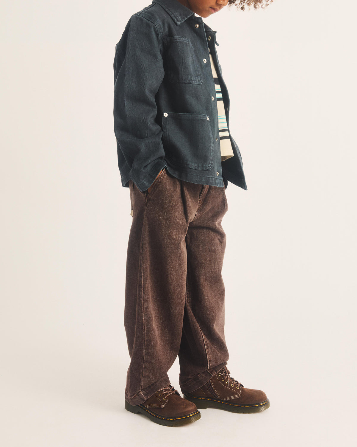 Junior 1460 Tumbled Nubuck Boots in Dark Brown