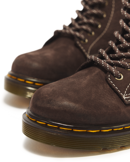 Junior 1460 Tumbled Nubuck Boots in Dark Brown
