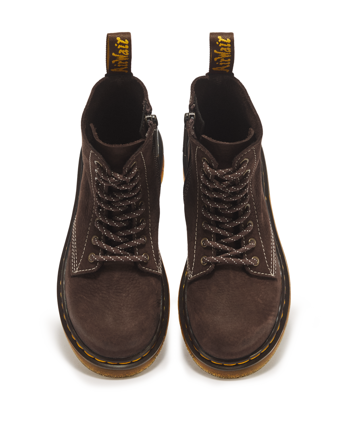 Junior 1460 Tumbled Nubuck Boots in Dark Brown