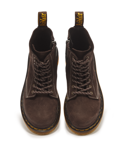 Junior 1460 Tumbled Nubuck Boots in Dark Brown