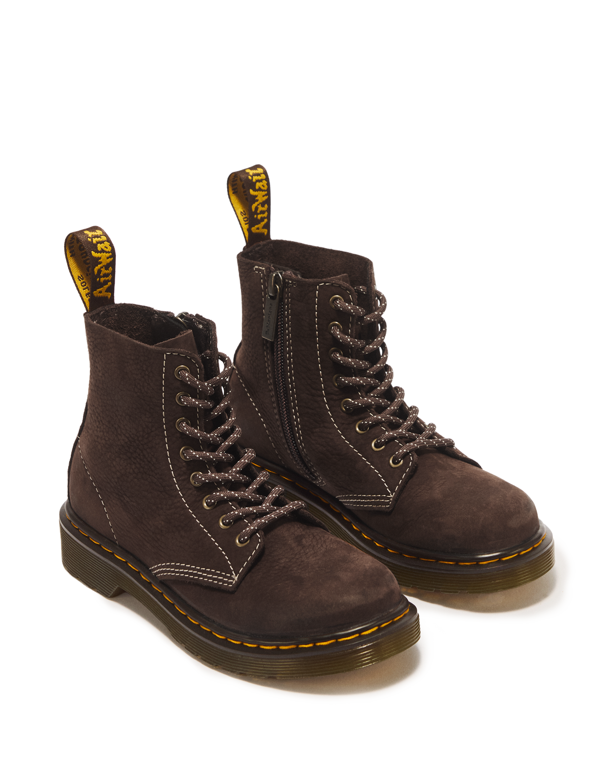 Junior 1460 Tumbled Nubuck Boots in Dark Brown