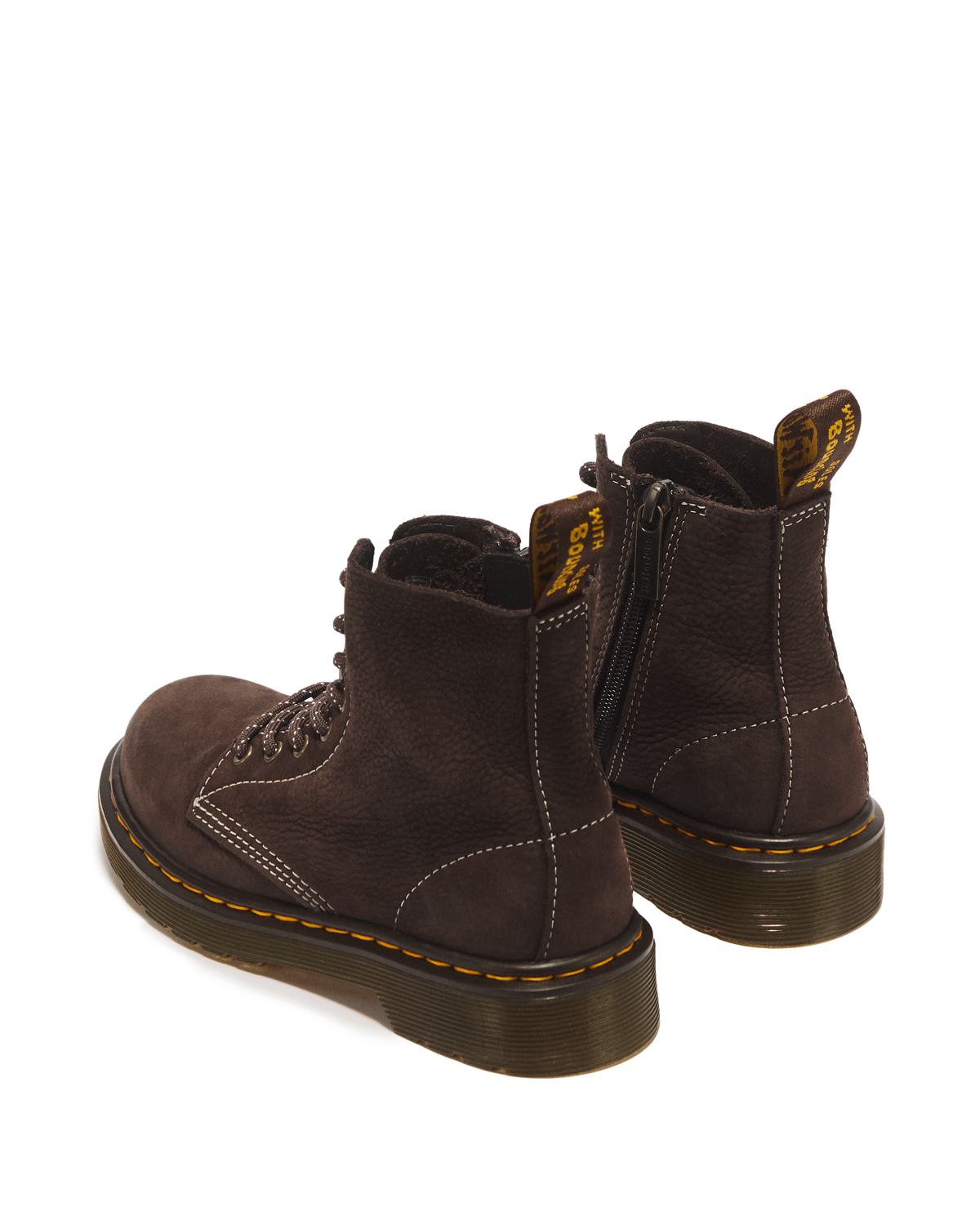 Junior 1460 Tumbled Nubuck Boots in Dark Brown