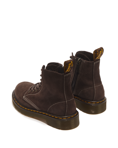 Junior 1460 Tumbled Nubuck Boots in Dark Brown